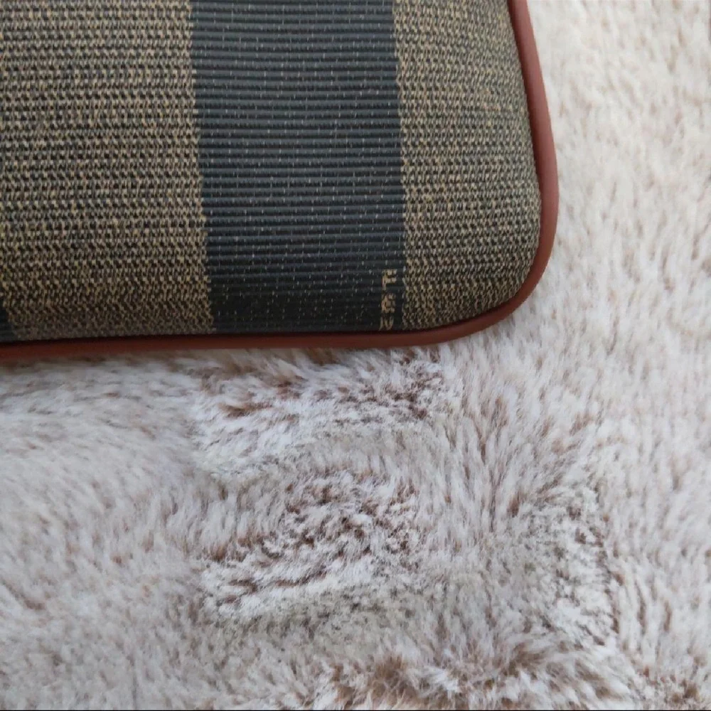 Fendi Vintage Brown Black Canvas Striped Zucca Pouch Clutch - Picture 9 of 11